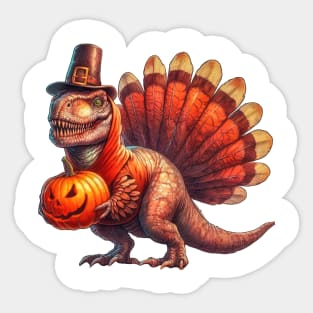 Turkey Saurus Rex Thanksgiving Dinosaur Sticker